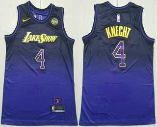 Mens Los Angeles Lakers #4 Dalton Knecht Purple 2024 City Edition Swingman Stitched Jersey->->NBA Jersey